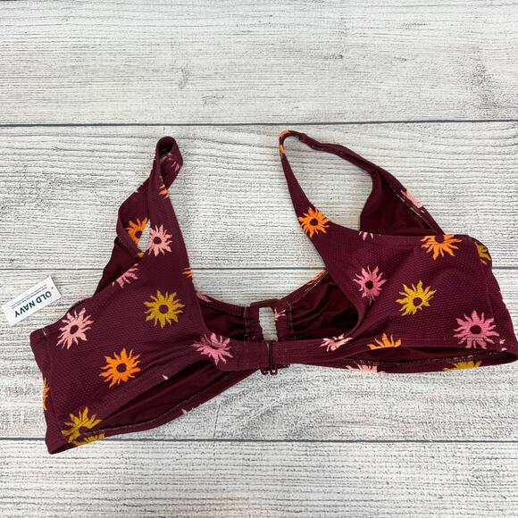 Old Navy Plus Size Maroon Sun Printed Swim Bikini Top Size 3X - Picture 4 of 7